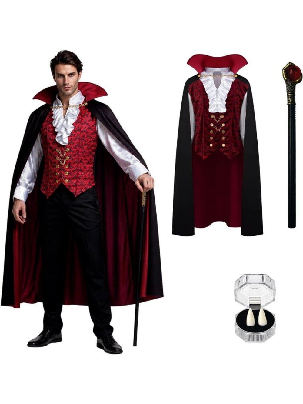Gothic Victorian Vampire Costume for Men - Spooky Halloween Cosplay Outfit